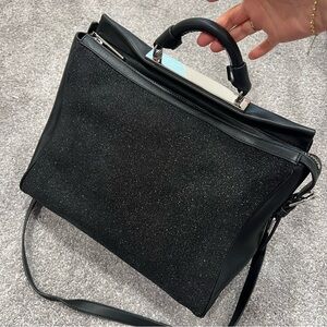 3.1 Phillip Lim Ryder Black leather satchel bag Glitter Handbag new